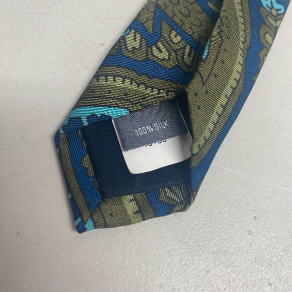 BONBOS Men’s Silk Tie‎ Green Blue - Picture 6 of 7